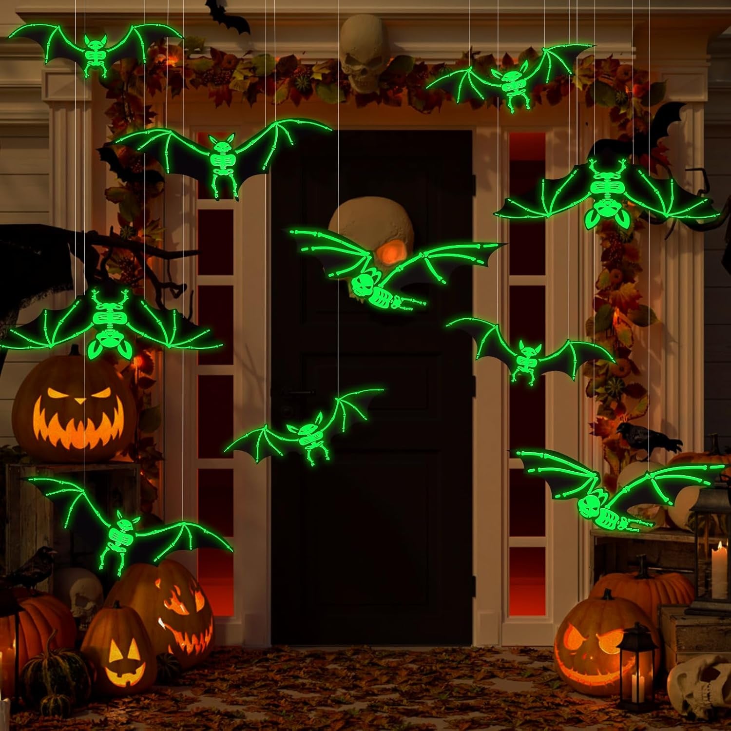 12PCS Halloween Hanging Bats