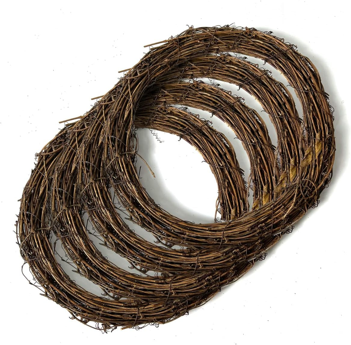 6 Pcs 10 Inch Natural Grapevine Wreaths, Vine Branch Wreath, Rattan Wreath for DIY Christmas Craft, Front Door Wall Hanging, Wedding and Party Decors