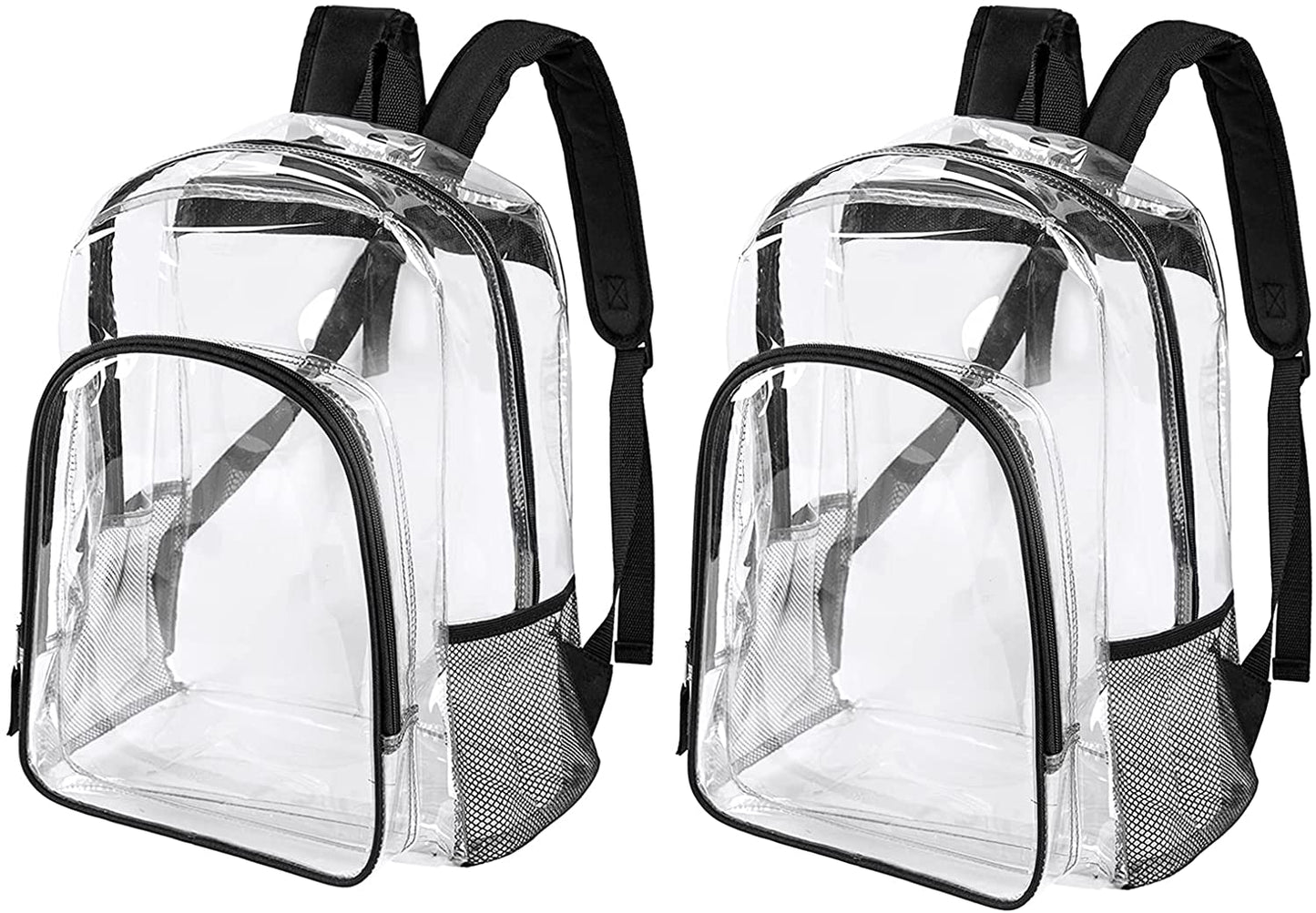 Clear Backpack Heavy Duty Clear Bookbag Transparent Backpack See through Plastic Backpacks for School, Work,Concert,College (Black)