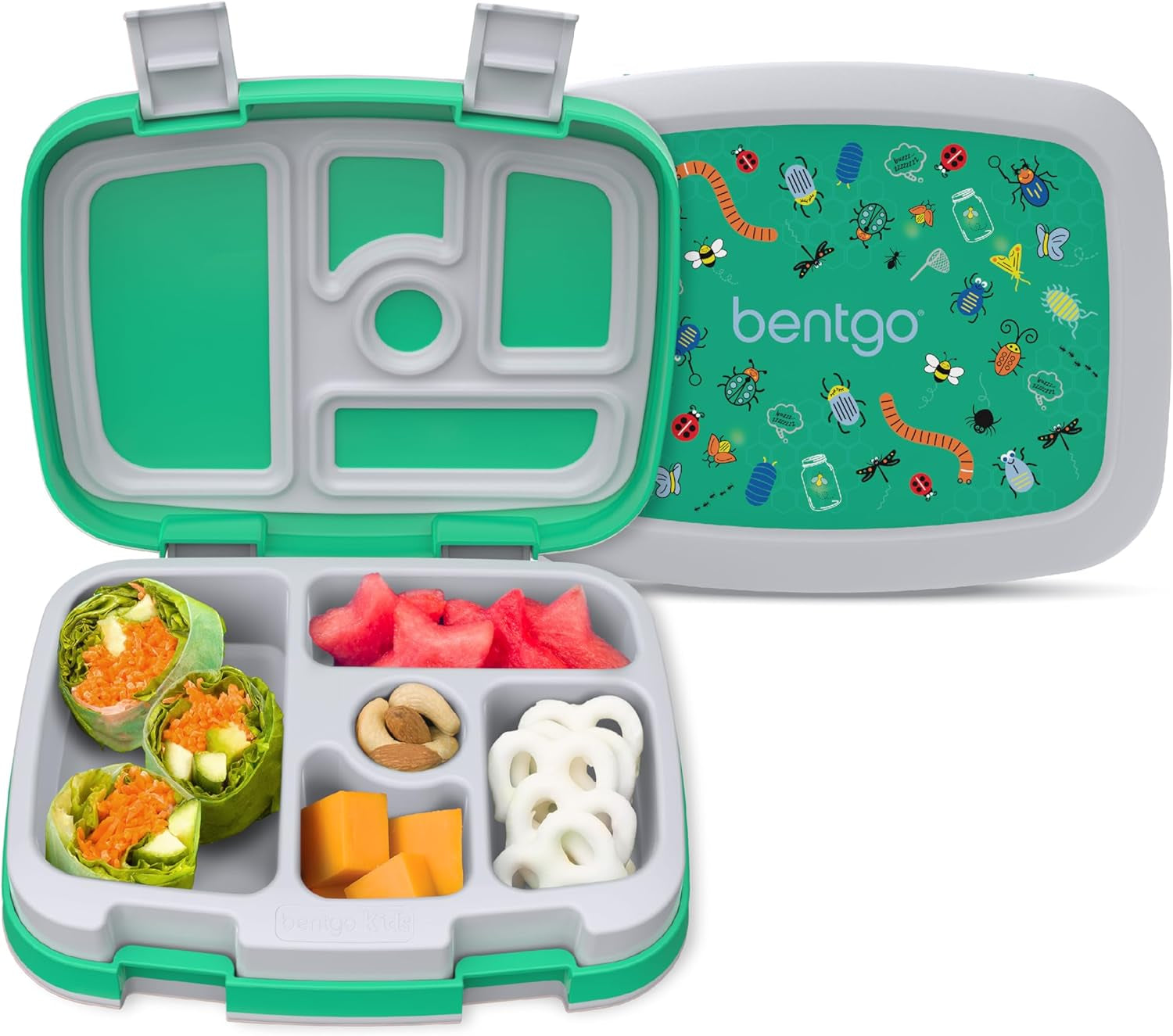 ® Kids Prints Leak-Proof, 5-Compartment Bento-Style Kids Lunch Box - Ideal Portion Sizes for Ages 3-7, Durable, Drop-Proof, Dishwasher Safe, & Made with Bpa-Free Materials (Dinosaur)