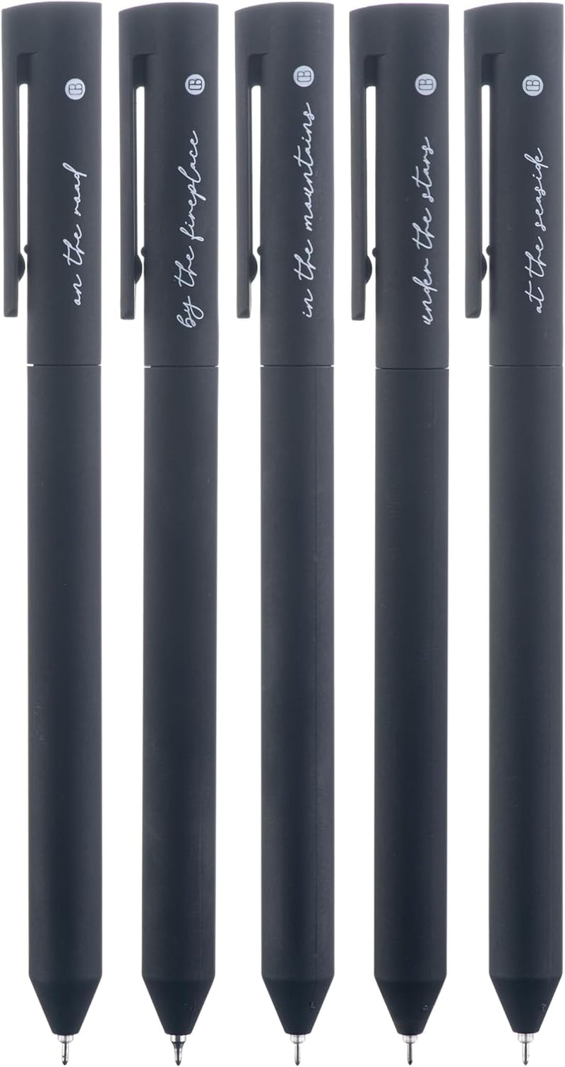 Black Gel Ink Pens, 0.5 Mm Gel Pens Fine Point, Cute Fine Tip Pens, Bible Pens, Bible Study Journaling Supplies, 5 Pack Gel Pen Set