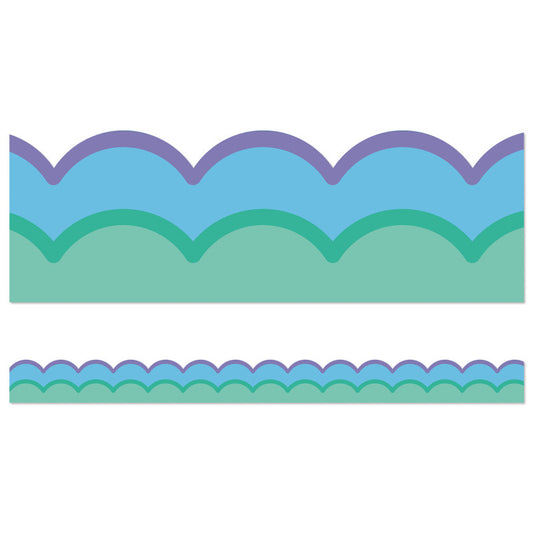 Happily Ever Elementary Retro Remix Cool Waves Scalloped Bulletin Board Borders, 39 Feet