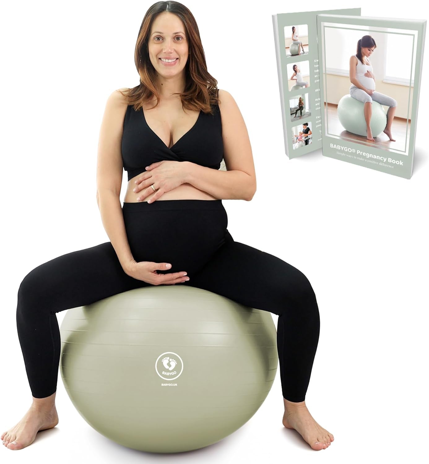 Birthing Ball - Pregnancy Yoga Labor & Exercise Ball & Book Set Trimester Targeting, Maternity Physio, Birth & Recovery Plan Included anti Burst Eco Friendly