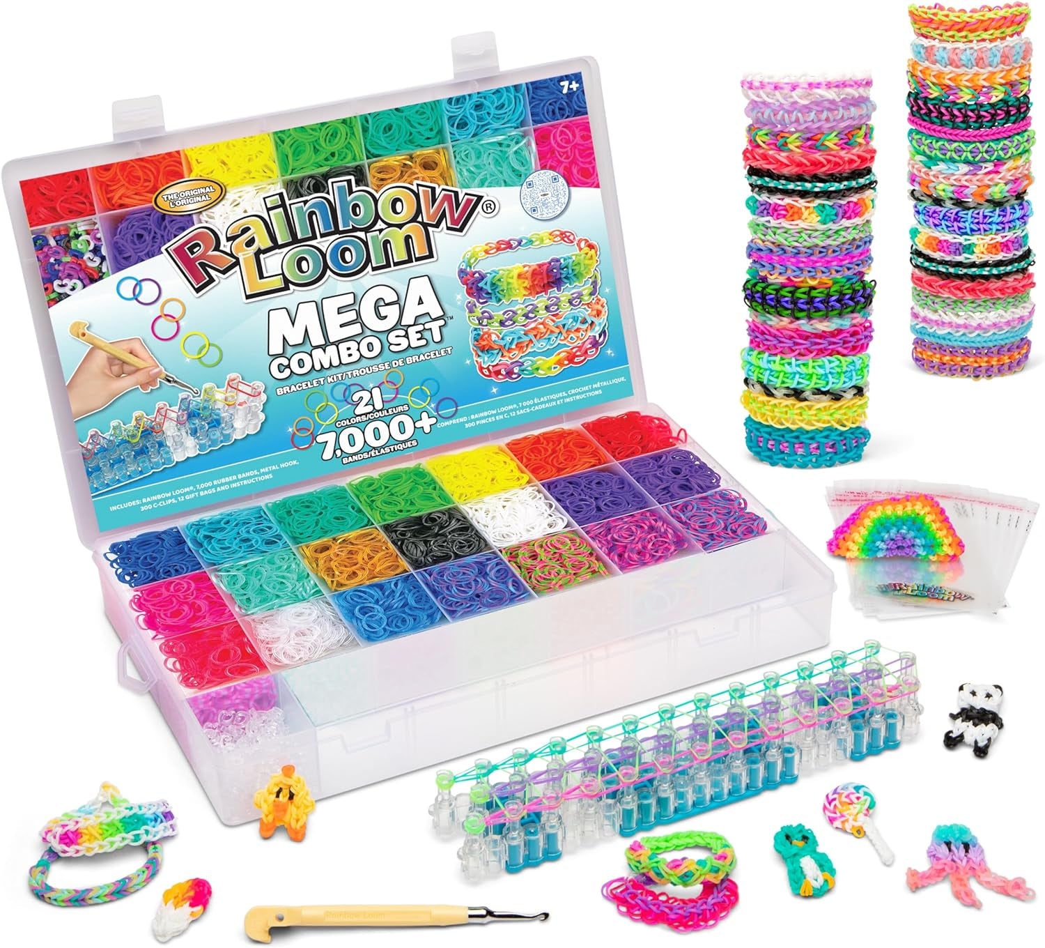 ® MEGA Combo Set, Features 7000+ Colorful Rubber Bands, 2 Step-By-Step Bracelet Instructions, Organizer Case, Great Gift for Kids 7+ to Promote Fine Motor Skills (Packaging May Vary)