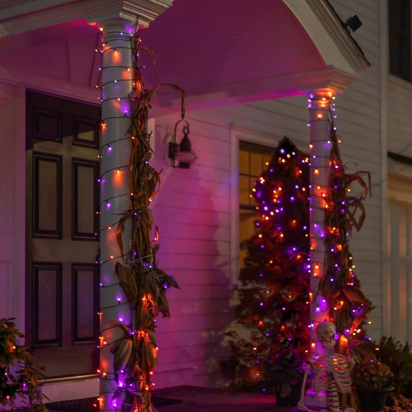 Halloween 300 LED String Lights, 100FT String Lights with 8 Lighting Modes, Halloween Decorations for Party Carnival Supplies, Outdoor Yard Garden Decor (Purple & Orange)