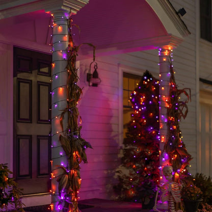 Halloween 300 LED String Lights, 100FT String Lights with 8 Lighting Modes, Halloween Decorations for Party Carnival Supplies, Outdoor Yard Garden Decor (Purple & Orange)