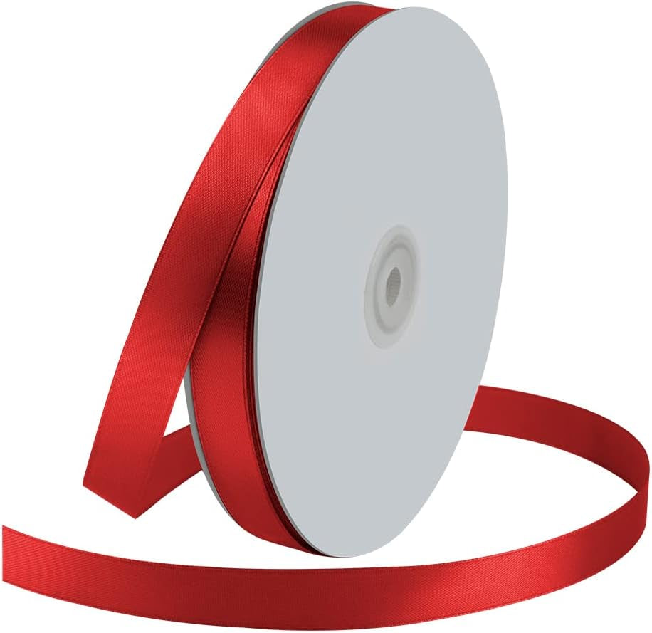 1-1/2" Wide X 100 Yards Single Face Polyester Satin Ribbon, Red Satin Ribbon for Crafts, Gift, Hair Bows, Wedding Party Decoration, Bow Making & Other Projects (Red)