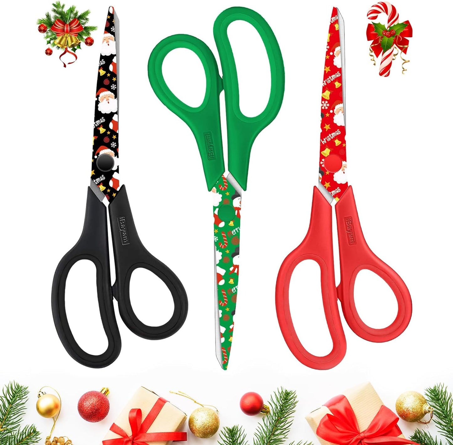 Scissors,  8" All Purpose Scissors Bulk 3-Pack, Ultra Sharp 2.5Mm Thick Blade Shears Comfort-Grip Scissors for Office Desk Accessories Sewing Fabric Home Craft School Supplies, Right/Left Handed