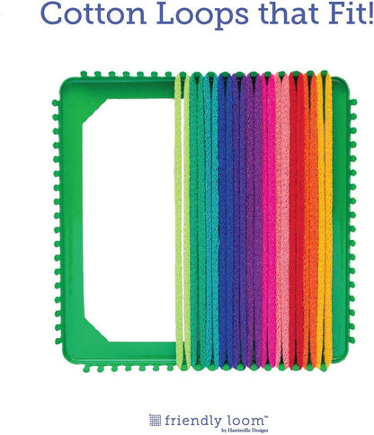 Friendly Loom 7" Potholder Kit Green Metal Loom and Bright Rainbow Color Cotton Loops, Makes 2 Potholders, MADE in the USA by .