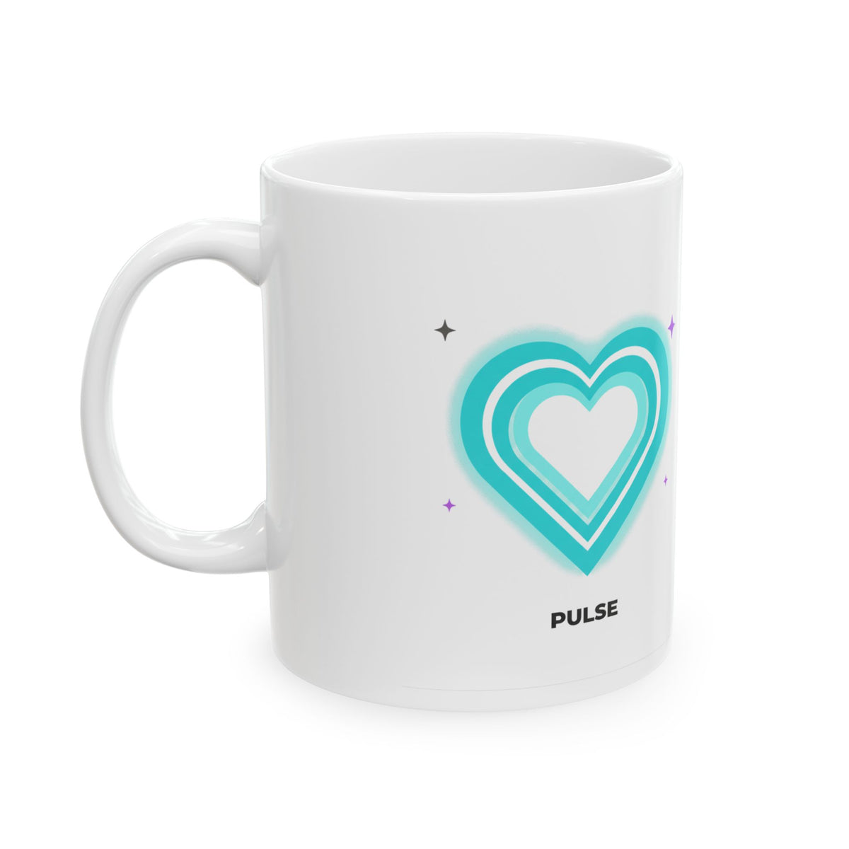 Neon Heart Glow | 11oz Ceramic Coffee Mug for Aesthetic Vibes | Valentine & Galentine Gift for Friends | Y2K Pop