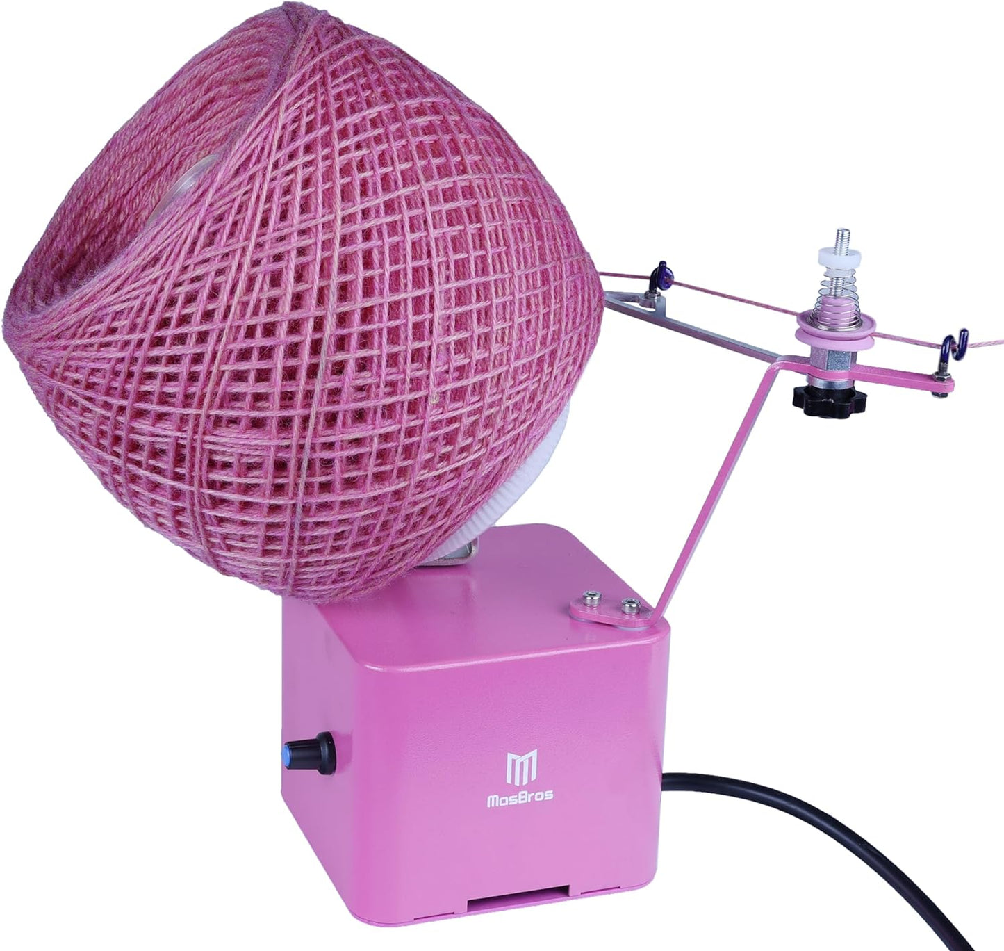 Electric Jumbo Yarn Winder Heavy Duty Yarn Winder with Precise Yarn Guide Arm Wind up to 450 Grams 15 Oz (Pink)