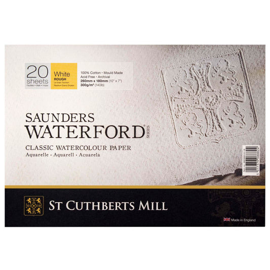Saunders Waterford Watercolor Block, Rough, White, 140lb/300gsm, 20 Sheet, 10x7 inch, 1 Count