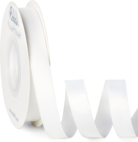 Double Faced White Satin Ribbon,1/2” X Continuous 25 Yards,Use for Bows Bouquet,Gift Wrapping,Floral Arrangement