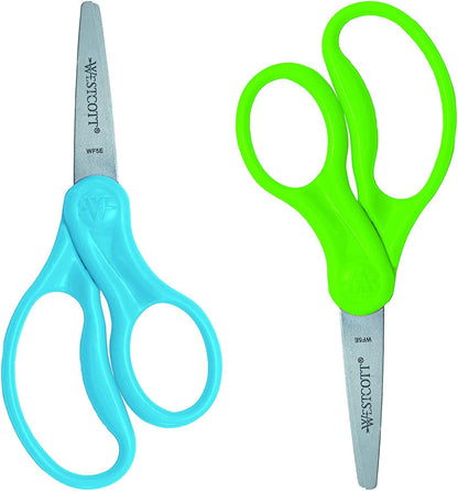 13168 Right- and Left-Handed Scissors, Kids' Scissors, Ages 4-8, 5-Inch Blunt Tip, Assorted, 2 Count (Pack of 1)