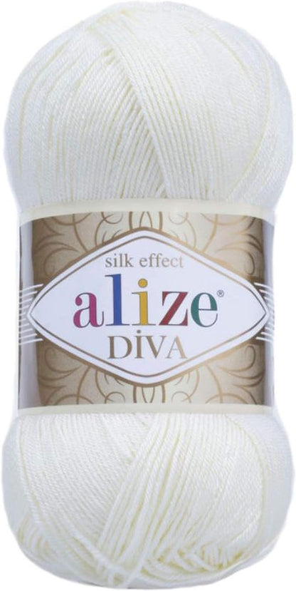 Diva Silk Effect 100% Microfiber Acrylic Yarn 1 Ball Skeins 100Gr 383Yds Color (361 - Navy)