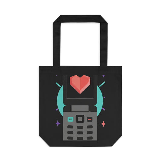 Y2K Flip Phone Heart Screen | Cotton Tote Bag for Everyday Carry | Valentine & Galentine Gift | Aesthetic Pink Tech