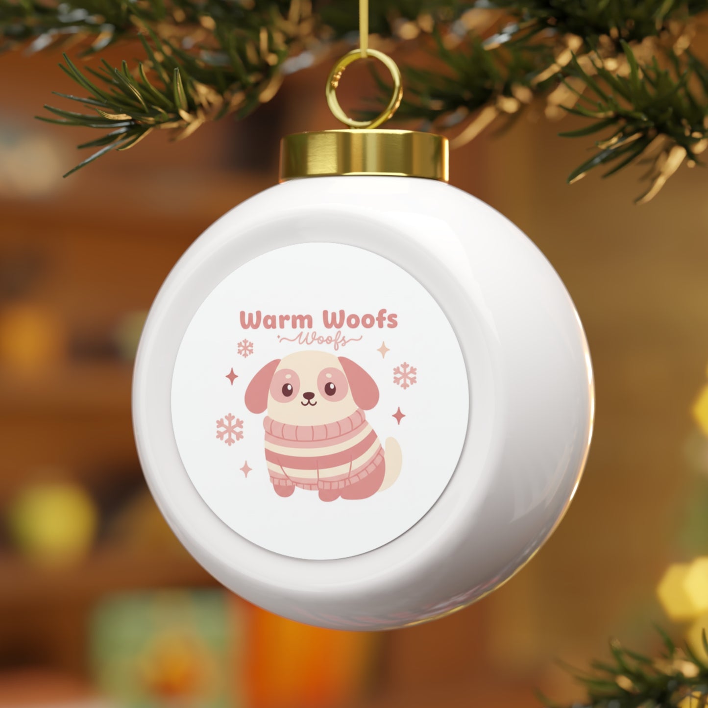 Christmas Ball Ornament - Warm Woofs Dog Holiday Design
