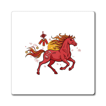Firecracker Horse Lunar New Year | Decorative Fridge Magnets Set | CNY 2026 Family & Teacher Gift | Paper Cut Style