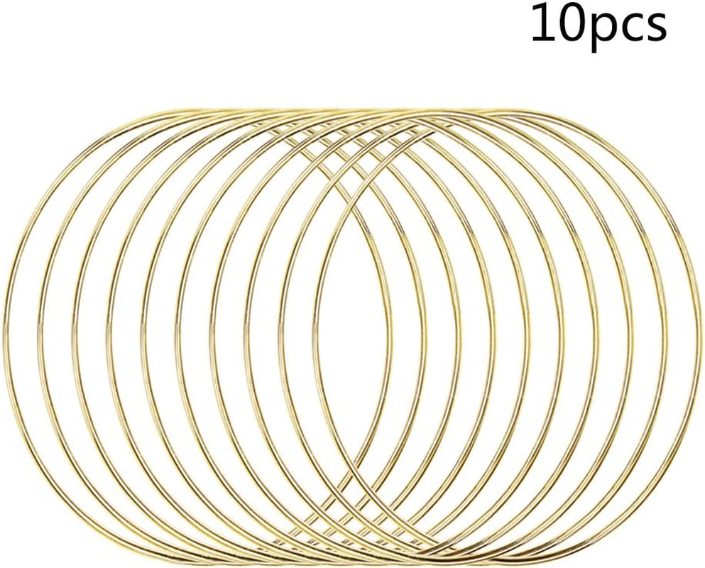 10Pcs 6 Inch Gold Metal Rings for Crafts Dream Catcher Ring, Metal Hoops for Dream Catcher and Crafts Centerpiece Table Decorations