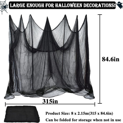 6 Pack Black Halloween Creepy Cloth 30 X 75 Inch Halloween Decoration Spooky Scary Gauze Cloth Black Cheesecloth for Halloween Party Supplies Outdoor Yard Home Wall Doorway