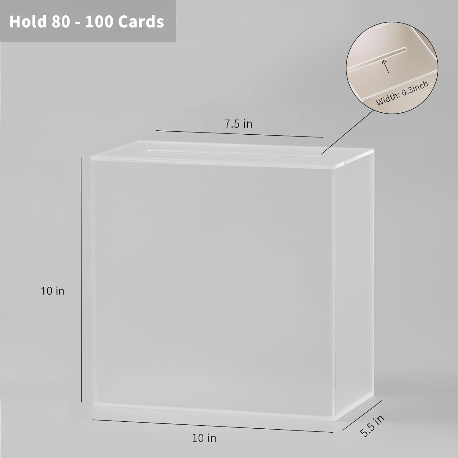 Frosted Acrylic Wedding Card Box with Slot, Thick DIY Large 10X10X5.5 Inch W/No Print, Wedding Receptions Wishing Well Money Box, Birthday, Memory Box