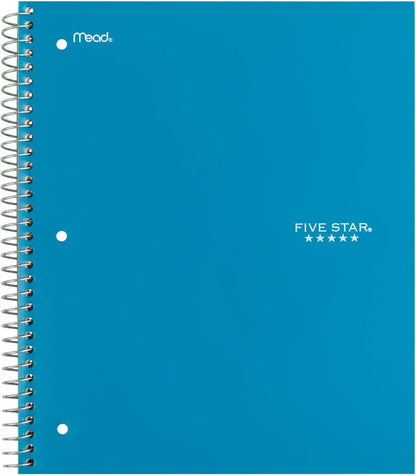 Spiral Notebook + Study App, 3 Subject, Wide Ruled Paper, 150 Sheets, 10-1/2" X 8" Sheet Size, Tidewater Blue (73184)