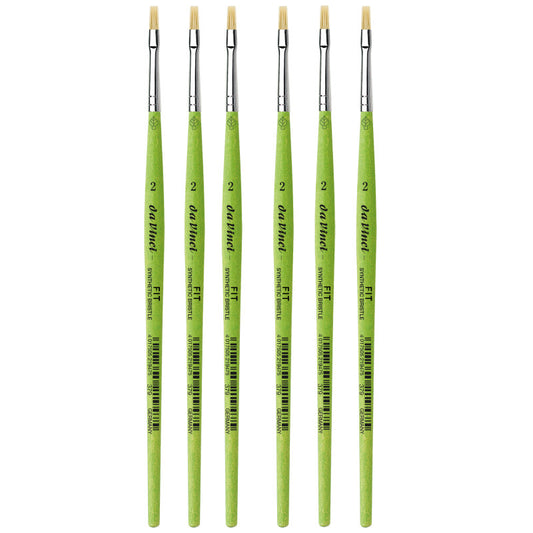 FIT Synthetics Student Brush, Synthetic, Acrylic & Oil, Flat, Series 379, Size 2, Pack of 6