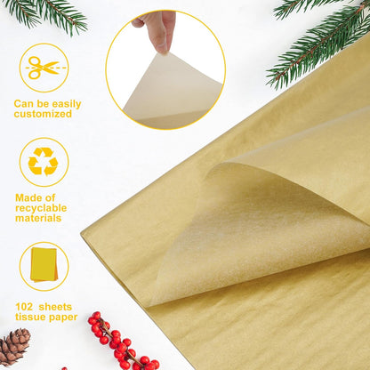 102 Sheets Silver Tissue Paper Gift Wrap Bulk, 19.5" X 13.6" Christmas Tissue Paper for Wrapping, 6 Assorted Designs Golden Stars Snow Dots for Christmas Gift Bags, DIY and Craft