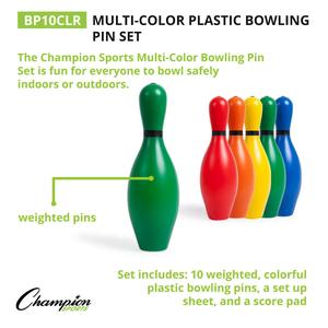 Multicolor Bowling Pin Set, 10 Pins