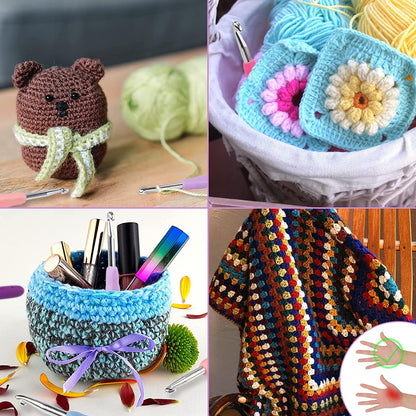 14 Sizes Crochet Hooks for Arthritic Hands, 43 Pcs Ergonomic Crochet Hook Set with Case, Extra Long Soft Grip Crochet Needles 2Mm(B)-10Mm(N)