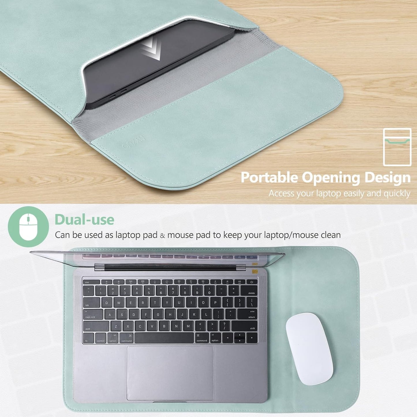 13.3-14 Inch Laptop Sleeve for Macbook Pro 14 M3/M2/M1 A2992 A2918 A2779 2024-2021, 13.8/13.5 Surface Laptop, Macbook Air 13, with Pouch, Black