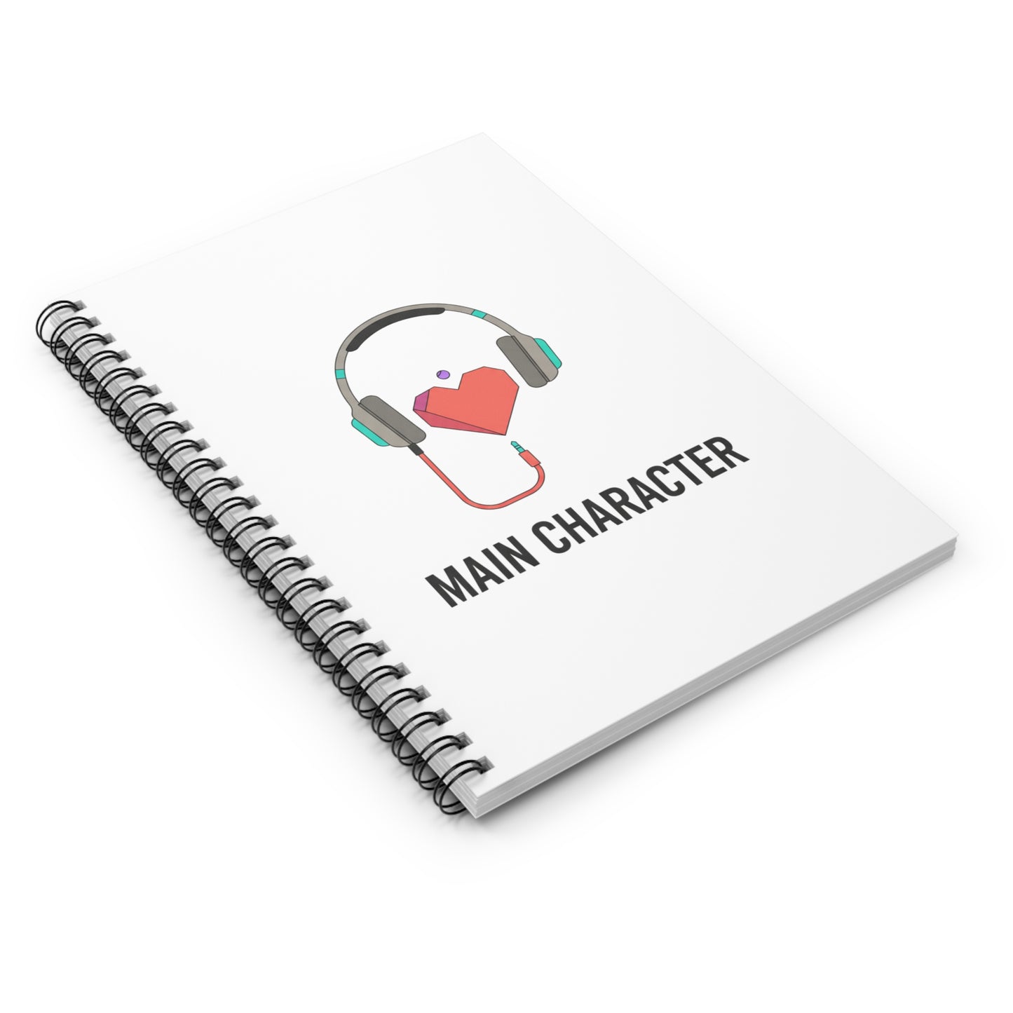 Headphones Heart Cord | Spiral Journal Notebook for Notes & Planning | Back to School, Galentine’s Gift | Y2K Valentine Aesthetic