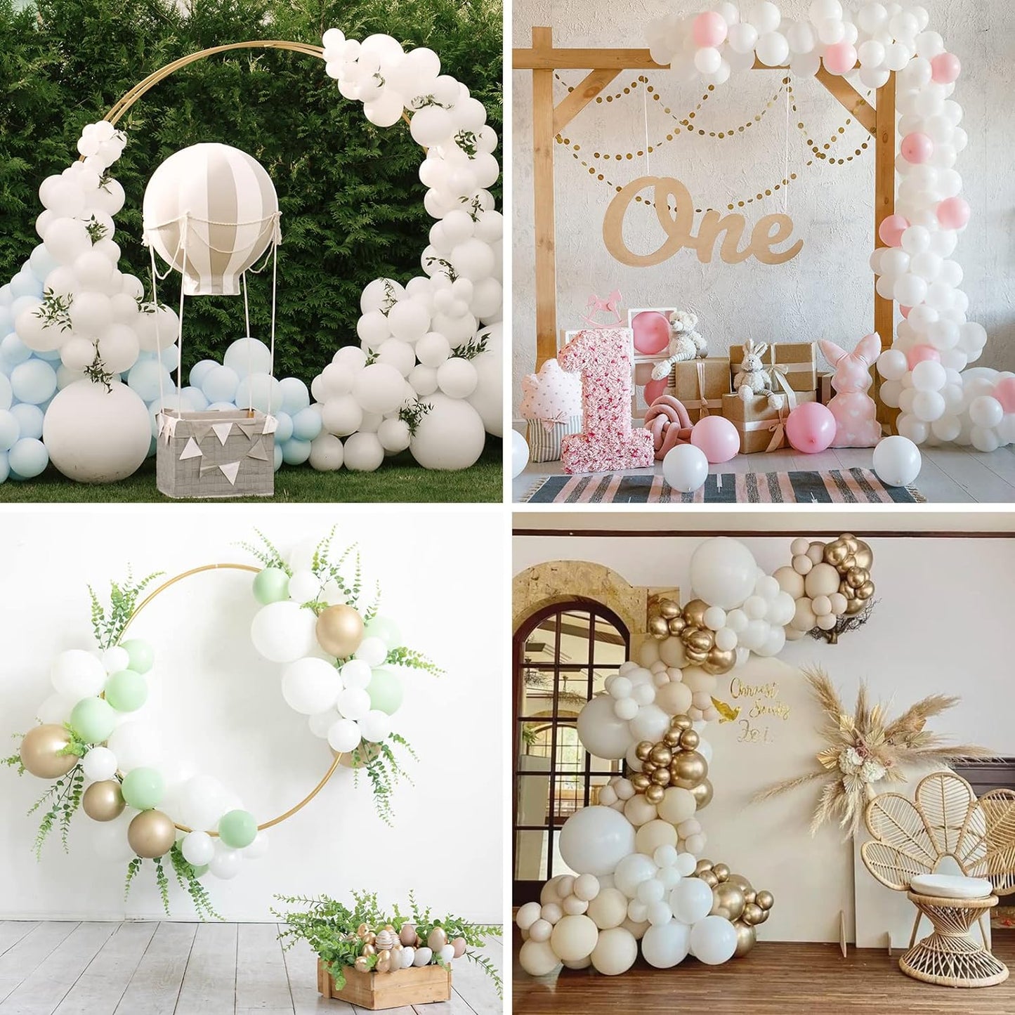 White Balloons Different Sizes 105Pcs 5/10/12/18 Inch for Garland Arch, Party Latex Balloons for Happy New Year Decorations 2024 Birthday Party Wedding Anniversary Baby Shower Party Decoration