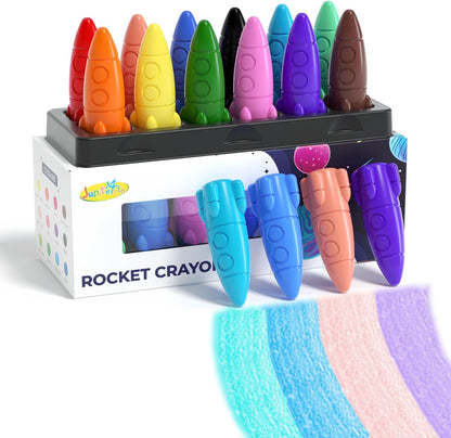 12 Rocket Crayons, Non Toxic Washable Toddler Crayons, Rocket Crayons with Easy-To-Hold for Toddlers, Crayons for Kids Art&School Supplies,Toddlers