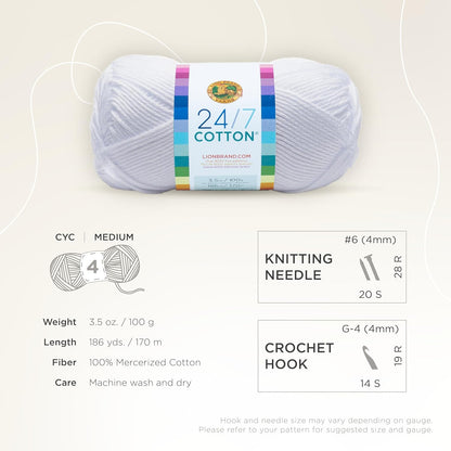 (1 Skein) 24/7 Cotton® Yarn, White