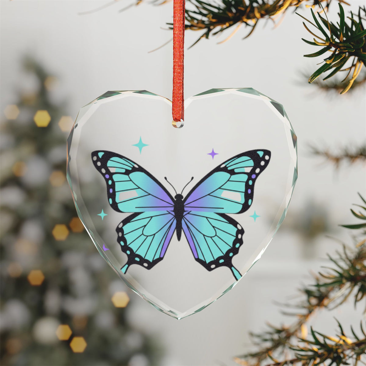 Holographic Butterfly Heart | Crystal Glass Ornament Suncatcher | Valentine, Galentine & Bestie Gift | Y2K Aesthetic