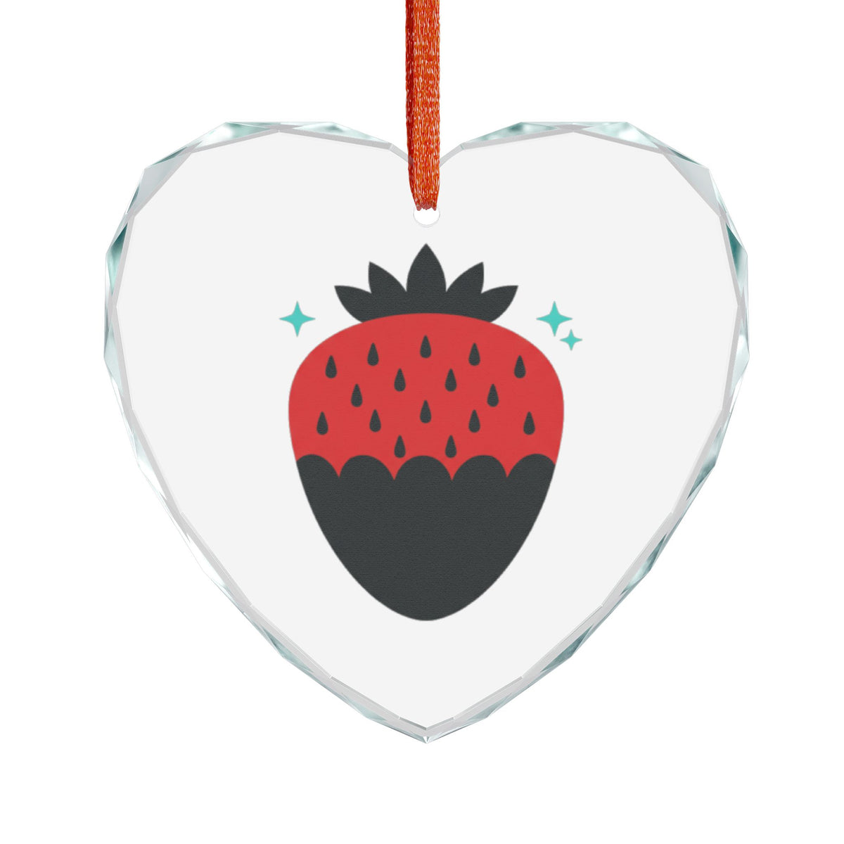 Chocolate-Dipped Strawberry Heart | Crystal Glass Ornament Décor | Valentine & Galentine Gift for Lover, BFF, Family | Y2K Cute