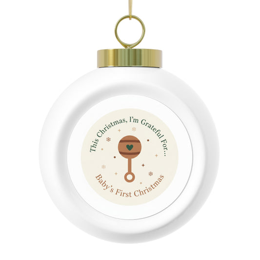 Ceramic Christmas Ball Ornament Baby's First Christmas