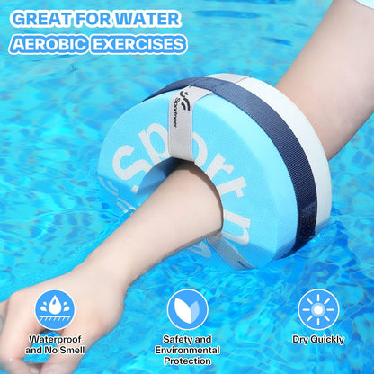 Foam Aquatic Cuffs Exercise Equipment:  Water Aerobics Float Ring with Adjustable Webbing Pool Exercise Workout Set Water Ankle Buoyancy Ring Arm Belts for Swimming Pool Fitness Training