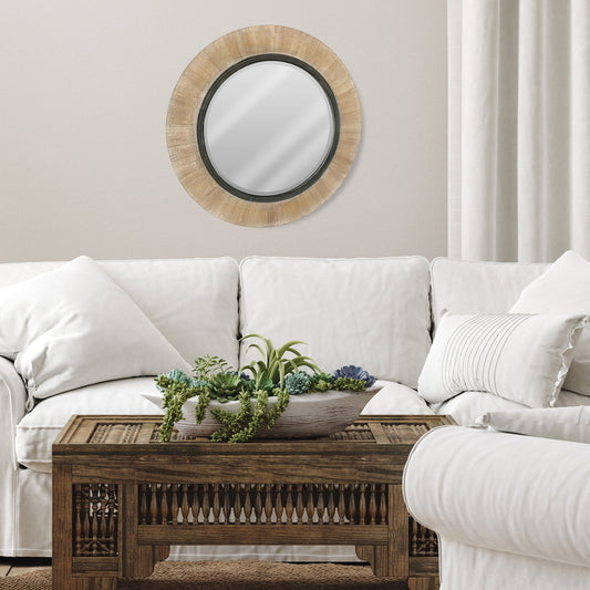 Wellington 32" round Wood Mirror