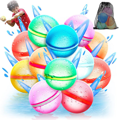 【8 Pack】Magnetic Reusable Water Balloons Fast Refillable for Kids Outdoor Activities, Latex-Free Kids Pool Beach Bath Toys, Self-Sealing Water Bomb Quick Fill for Summer Games