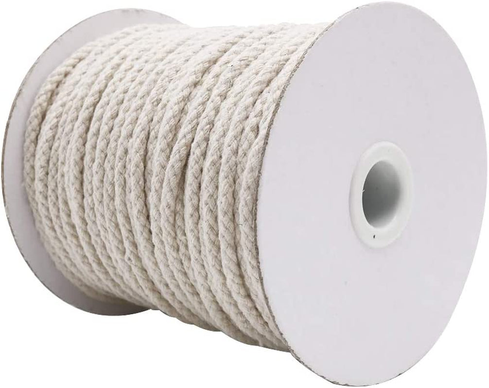 5Mm Macrame Cord, 165Feet Braided Cotton Rope Thick Craft Twine for Macrame Plant Hangers, Wall Hangings, Drawstrings, Dream Catchers, DIY Crafts (Beige)