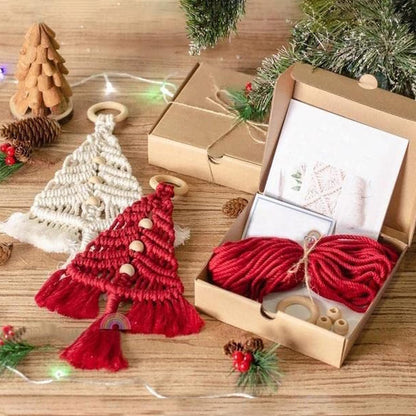 3PCS Christmas Tree Macrame Kit, Christmas Macrame Woven Tree DIY Kit, Woven Macrame Christmas Trees DIY Wall Hangings, Macrame Kits for Adults