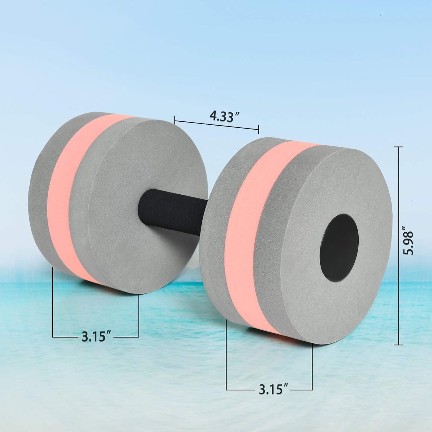 Aquatic Dumbells Set of 2 Water Dumbells Pool Resistance Water Weight Water Aerobics High-Density Eva-Foam Pool Fitness