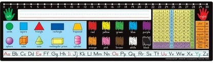 24PK Zaner-Bloser Self-Adhesive Plastic Desktop Reference Nameplate with Number Line, Colors, Shapes-Traditional Manuscript Name Tags