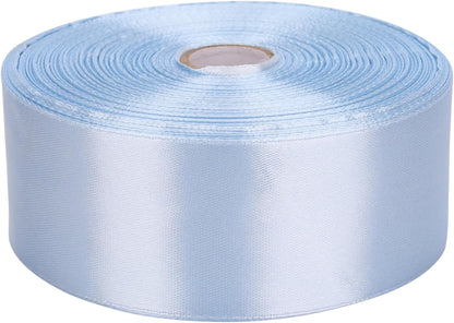 1-1/2 Inch Sky Blue Satin Ribbon 50 Yards Solid Fabric Ribbons Roll for Wedding Invitations, Bridal Bouquets, Sewing, Party Decorations, Gift Wrapping and More