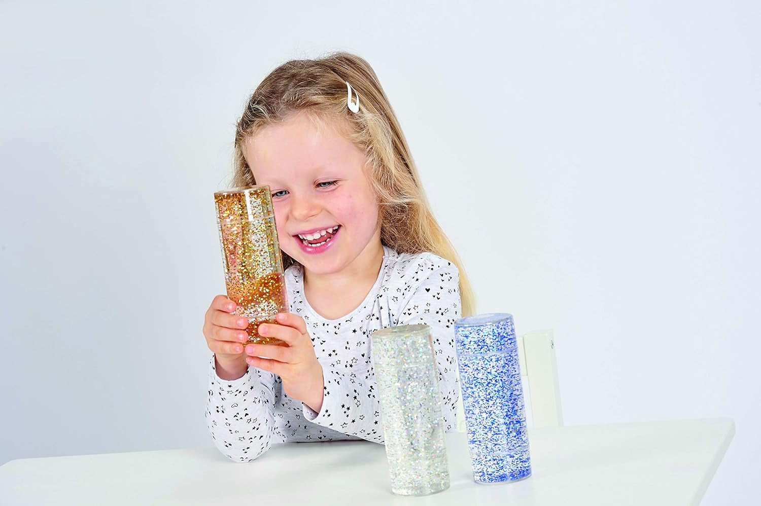 Sensory Glitter Storm - Set of 3 - Blue, Silver, Gold - Calming Glitter Tubes for Stress and Anxiety Relief - Encourage Focus and Concentration - Special Needs Toy