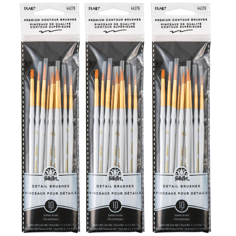 Detail Round Brush Set, 10 Per Set, 3 Sets