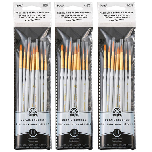 Detail Round Brush Set, 10 Per Set, 3 Sets