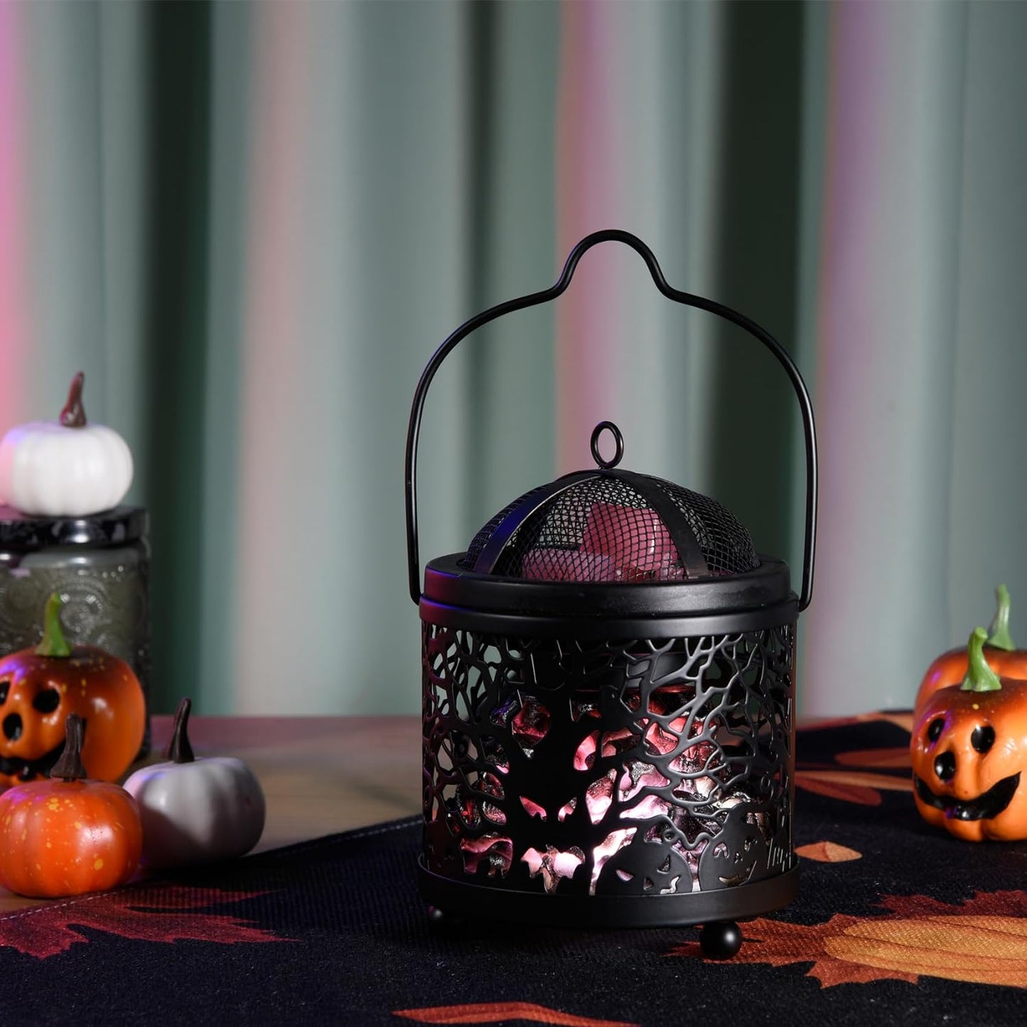 Halloween Candle Wax Warmer, Colorful Skull Aromatherapy Wax Melt Warmer, Metal Electric 4-In-1 Burners for Halloween Interiors, Ideal Present for Family and Friends - Ghost Tree Skulls